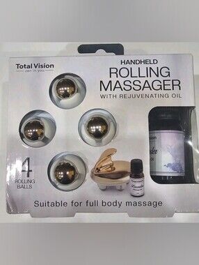 Handheld Rolling Massager with Lavender Oil - Gold In Color